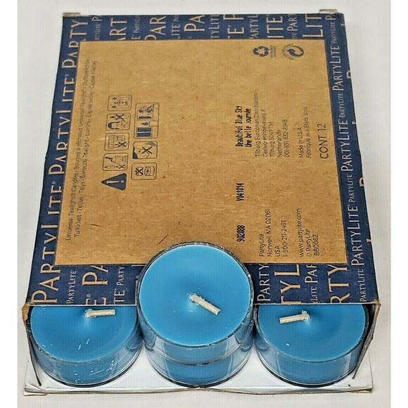 Vintage Partylite Tealights 12 Candles NOS "Beautiful Blue Sky" p1g/v041014 - Picture 1 of 2